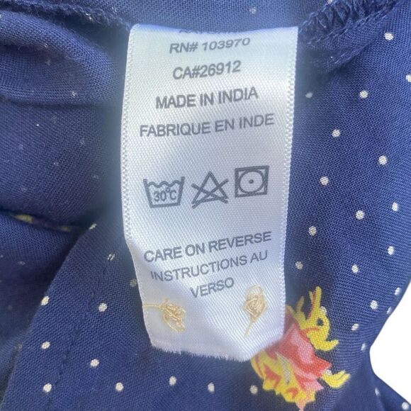 Obey Propaganda Womens Navy Blue Floral Dot Button Down Blouse Large - Picture 5 of 5